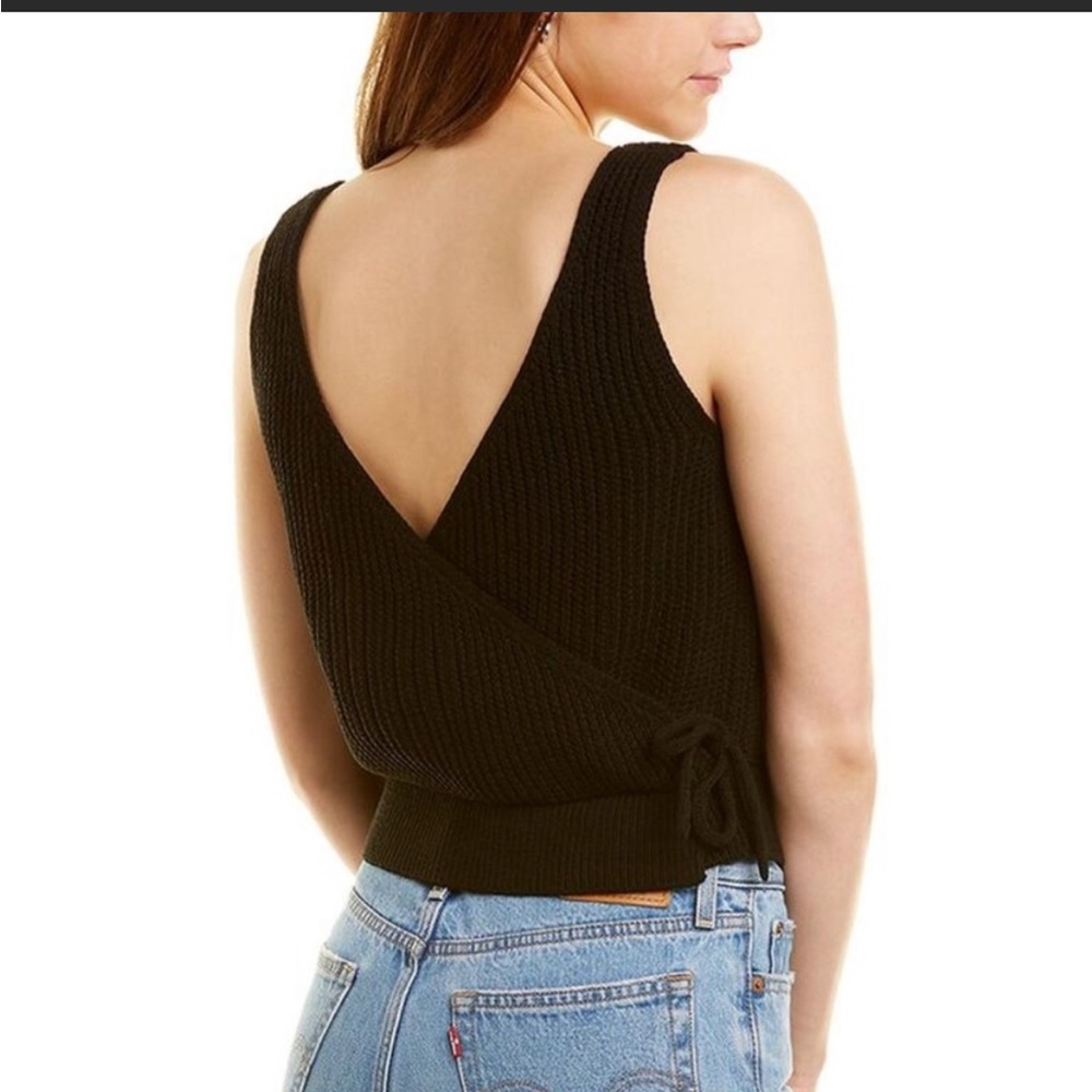 Vince Ribbed Crossover Cotton Tank Top